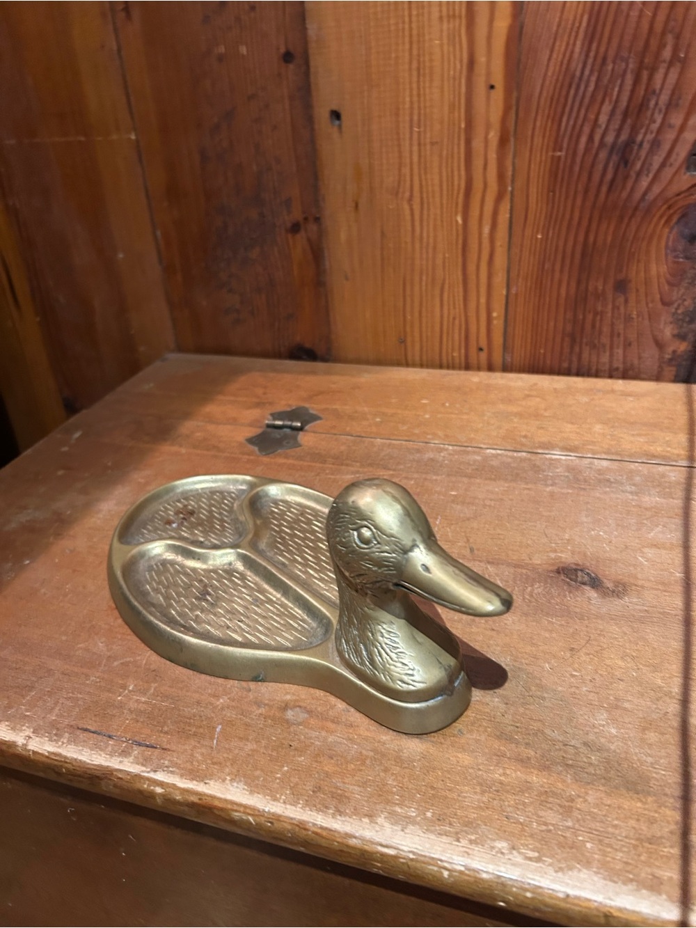 Vintage Brass Duck Trinket Tray